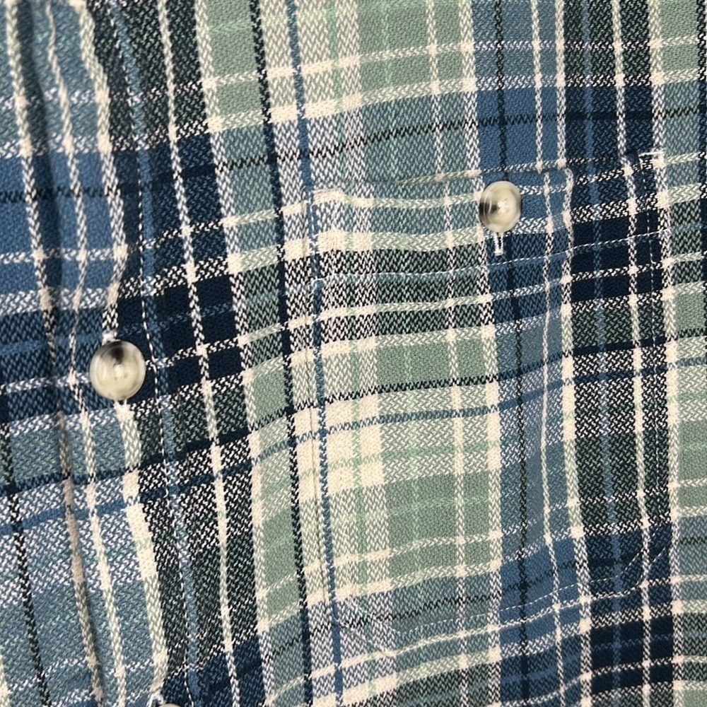 Marine Layer Classic Fit Long Sleeve Selvage Shirt in White/Blue Plaid Large - Picture 2 of 7